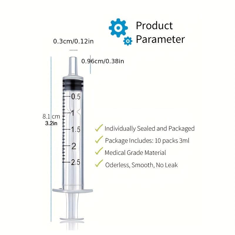 10pcs 2ml Plastic Syringe Liquid Measuring Tool Sealed Separately