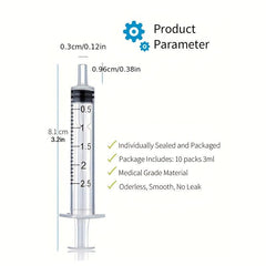 10pcs 2ml Plastic Syringe Liquid Measuring Tool Sealed Separately