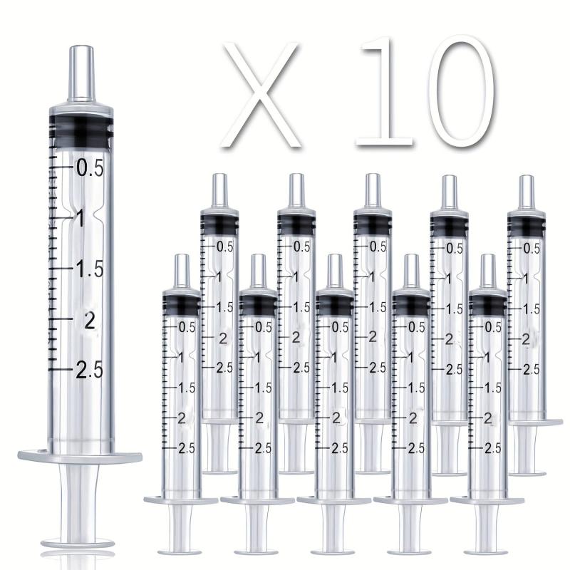 10pcs 2ml Plastic Syringe Liquid Measuring Tool Sealed Separately