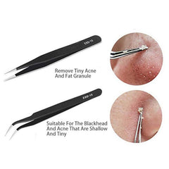 Stainless Steel Anti Static Tweezers Curved Pointed Round Head Tool Set