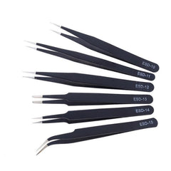 Stainless Steel Anti Static Tweezers Curved Pointed Round Head Tool Set