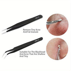 Stainless Steel Anti Static Tweezers Curved Pointed Round Head