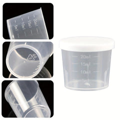 5pcs 100ml Clear Graduated Cup With Lid for Dispensing