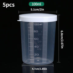 5pcs 100ml Clear Graduated Cup With Lid for Dispensing