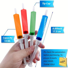 10pcs Halloween Jelly Syringe 60ml 2oz Large Liquid Syringe Pointed Cap Plastic