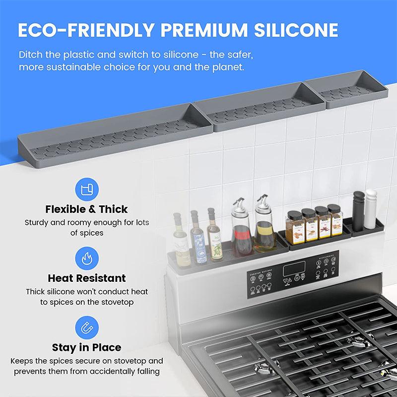 Magnetic Stove Top Shelf Silicone Spice Rack Organizer