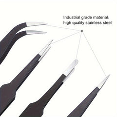 3pcs Anti-static Stainless Steel Precision Tweezers for Electronics Lab Jewelry