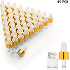 20pcs 1ml Clear Glass Dropper Vails Essential Oils Sample Bottles