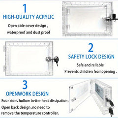 Universal Heater Lock Box w/ Key: Transparent Large Heater Guard for Wall Heater