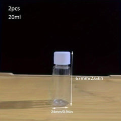 2pcs Refillable Clear Plastic Bottles 5ml 20ml 50ml