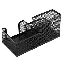 3 Grids Iron Mesh Pen Holder Student Desktop Office Stationery