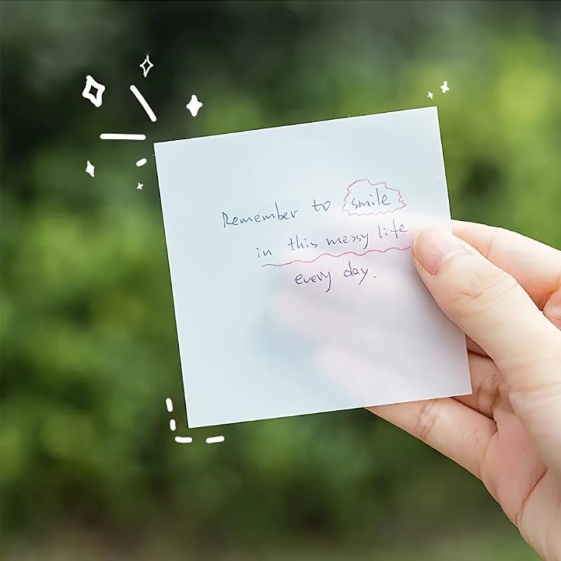 2pcs Transparent Sticker Notes 50 Pcs Notepad Student Stationery
