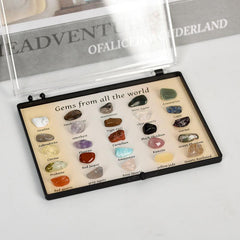 25pcs Mineral Ore Specimens Kit With Box Mixed Precious Stone Specimen