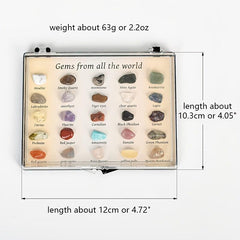 25pcs Mineral Ore Specimens Kit With Box Mixed Precious Stone Specimen