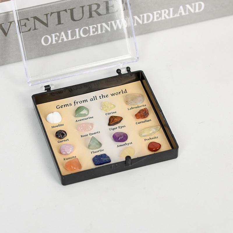 25pcs Mineral Ore Specimens Kit With Box Mixed Precious Stone Specimen