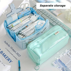 10 Layer Transparent Pen Bag Large Capacity for Middle School Stationery Box