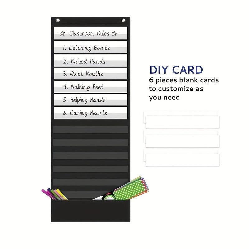 Daily Planner Pocket Chart with 7 Colored Cards and Educational Charts