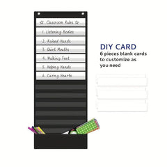 Daily Planner Pocket Chart with 7 Colored Cards and Educational Charts