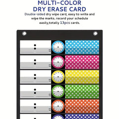 Daily Planner Pocket Chart with 7 Colored Cards and Educational Charts