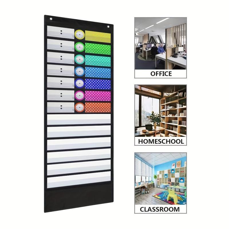 Daily Planner Pocket Chart with 7 Colored Cards and Educational Charts
