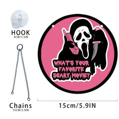 Halloween Wooden Wall Hanging Window Decoration Pink Grimace