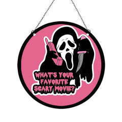 Halloween Wooden Wall Hanging Window Decoration Pink Grimace