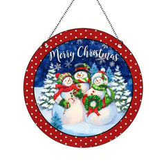 Christmas Acrylic Window Hanging Decorations Snowman Home Decor