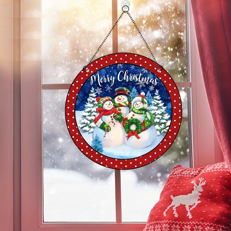 Christmas Acrylic Window Hanging Decorations Snowman Home Decor