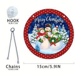 Christmas Acrylic Window Hanging Decorations Snowman Home Decor