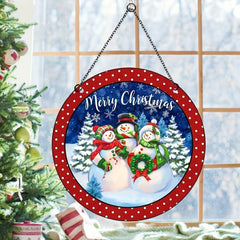 Christmas Acrylic Window Hanging Decorations Snowman Home Decor