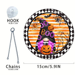 Halloween Acrylic Window Hanging Purple Top Hat Spooky Pumpkin Home Decor