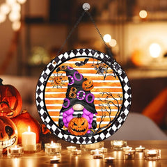 Halloween Acrylic Window Hanging Purple Top Hat Spooky Pumpkin Home Decor