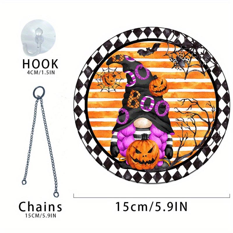 Halloween Acrylic Window Hanging Purple Top Hat Spooky Pumpkin Home Decor