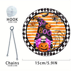 Halloween Acrylic Window Hanging Purple Top Hat Spooky Pumpkin Home Decor