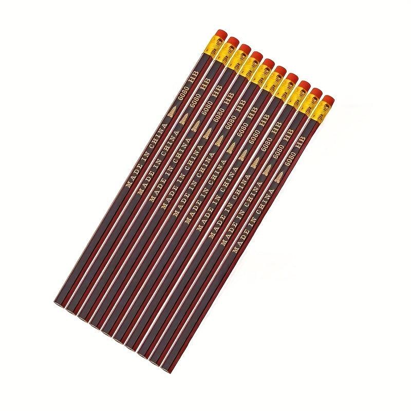 10pcs Classic Red Log Pencils, Ideal for Students, Office & School Prizes