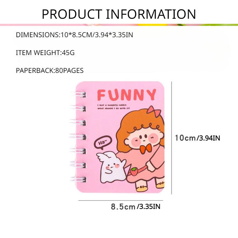 4pcs Cartoon Small Book A7 Coil Book 160 Pages Portable Mini Notepad