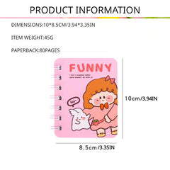 4pcs Cartoon Small Book A7 Coil Book 160 Pages Portable Mini Notepad