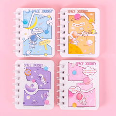 4pcs Cartoon Small Book A7 Coil Book 160 Pages Portable Mini Notepad