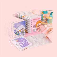 4pcs Cartoon Small Book A7 Coil Book 160 Pages Portable Mini Notepad