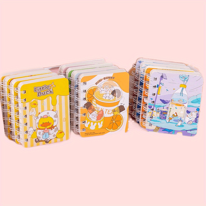 4pcs Cartoon Small Book A7 Coil Book 160 Pages Portable Mini Notepad