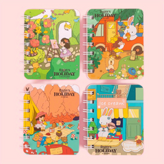 4pcs Cartoon Small Book A7 Coil Book 160 Pages Portable Mini Notepad
