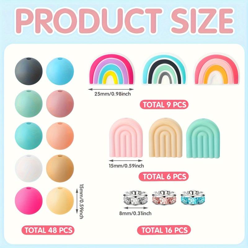 16pcs Bead Pens Multicolor Beads DIY Craft Kits Gel Ink Pen School Gift Rainbow