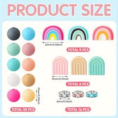 16pcs Bead Pens Multicolor Beads DIY Craft Kits Gel Ink Pen School Gift Rainbow