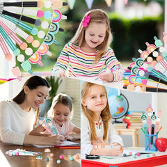 16pcs Bead Pens Multicolor Beads DIY Craft Kits Gel Ink Pen School Gift Rainbow