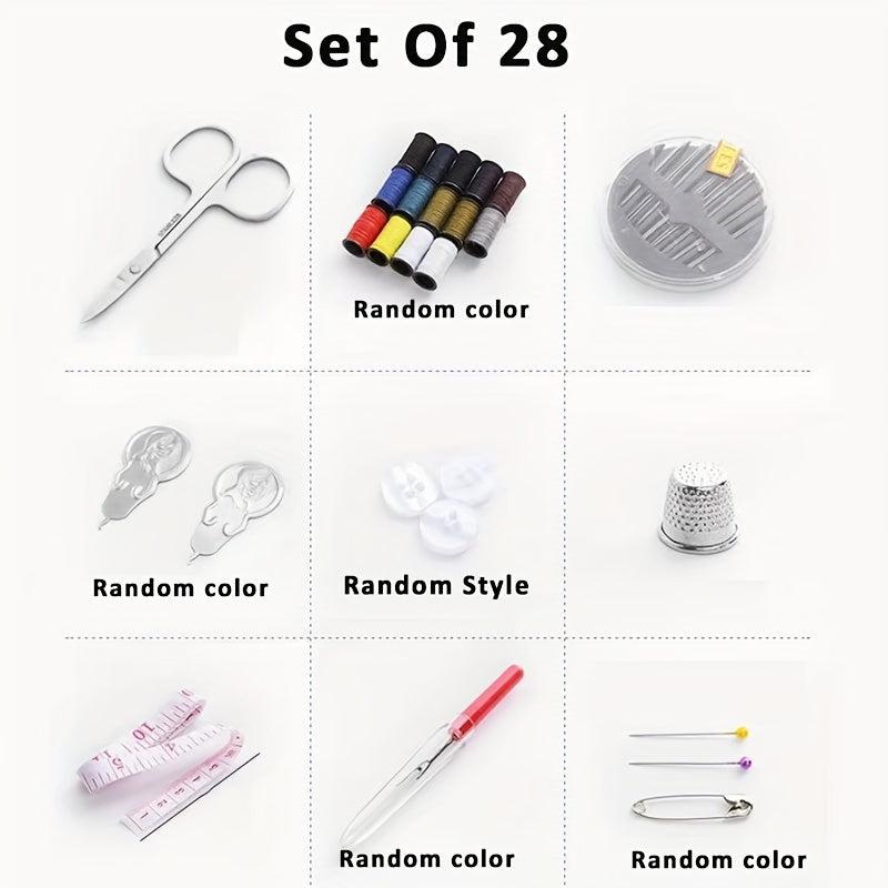 Portable Sewing Kit for Adults Beginners with Scissors, Tape Measure, Needles