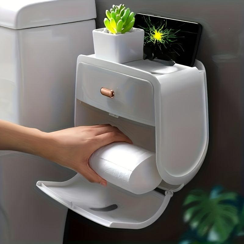 Toilet Roll Holder Double Layer Large Capacity Tissue Storage Box