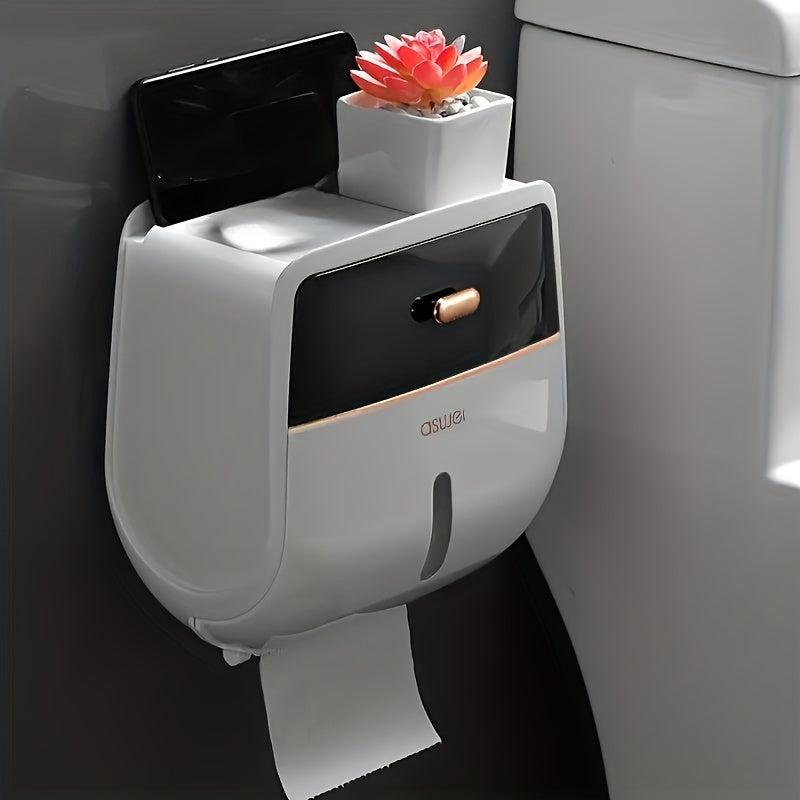 Toilet Roll Holder Double Layer Large Capacity Tissue Storage Box