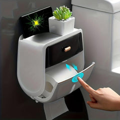 Toilet Roll Holder Double Layer Large Capacity Tissue Storage Box