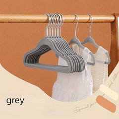 10pcs Flocking Hangers Anti-slip Seamless Clothing Support