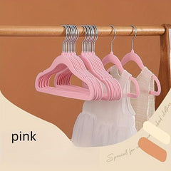 10pcs Flocking Hangers Anti-slip Seamless Clothing Support
